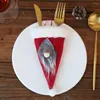 Juldekorationer Faceless Gnome Santa Year Pocket Fork Fork Knivens bestick Holder Bag Home Party Table Dinner Dekoration Tabell Provy