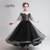 Vestidos de menina Luxury Black Flower for Weddings Party Prom Flowergirl Kids Conceant Girls Primeira Comunhão
