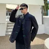 Męski zima grubość wytłoczona plisowana chińska stojak bukcha kołnierzyka Japan Japonia streetwear bawełniana kurtka vintage ciepły parkas płaszcz mężczyzna