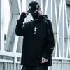 Men's Hoodies Mens Streetwear Hoodie Fashion Hi Street Techwear Sweatshirt With Irregular Zipper Oversized Harajuku Hip Hop Tactical Tops