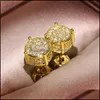 Stud Earrings Studs Yellow White Gold Plated Sparkling Cz Simated Diamond For Men Women 159 T2 Drop Delivery 2022 Jewelry Dhzdx