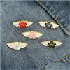 Broches Broches Personnalisé Sakura Aile Collier Épingles En Émail Coréen Simple Cinq Couleurs Dessin Animé Mignon Badge Alliage Femmes Bk Dur Métal Revers Dhhmb