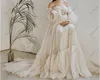 Women's Sleepwear 2022 Women's Tulle Off Shoulder Robe Puffy Bridal Lingerie Bathgown Dressing Gown Sheer Maternity Poshoot