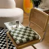 Oreiller rétro damier Plaid chaise 40x40cm laine d'agneau géométrique diamant fenêtre coussin de siège hiver doux tapis assis décor à la maison