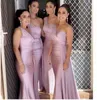 Emerald Green Green Bridesmaid Vestidos quatro estilos de sereia de sereia de ombro comprimento do piso com vestidos de honra sexy divididos, vestidos formais elegantes elegantes