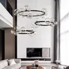 Chandeliers Black Led Chandelier 현대 거실 식탁 바 산업 유리 공 천장 펜던트 램프 상점 주방 조명