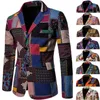 Ternos masculinos Autumn Men Blazer Características africanas coloridas colares de tumulto de impressão colorida colar de peito de lapela de lapela de lapela