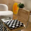 Oreiller rétro damier Plaid chaise 40x40cm laine d'agneau géométrique diamant fenêtre coussin de siège hiver doux tapis assis décor à la maison