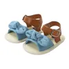 First Walkers Zapatos de bebé unisex para niñas, sandalias planas con puntera abierta y lazo, para verano