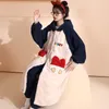 Women's Sleepwear Warm Winter Woman Bathrobe Coral Velvet Bathrobes For Women's Plus Size Nightie Cartoon Hooded Kimono Flannel Robe