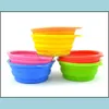 Dog Bowls Feeders Ups 300st Sile Fordable Pet Cat Dog Bowl Folding Collapsible Puppy Doggy Feeder Water Food Container Bowls Drop Dhu0R