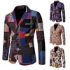 Ternos masculinos Autumn Men Blazer Características africanas coloridas colares de tumulto de impressão colorida colar de peito de lapela de lapela de lapela