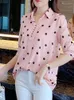 Camicette da donna Camicia a pois da donna Chiffon estivo Mezza manica Button Up Office Ladies Top Camisas Pullover Moda Donna 2022