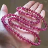 Strand Genuine Natural Red Tourmaline Crystal Transparent Round Beads Women Lady Three-Laps Bracelet 6.6mm