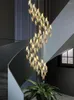 Chandeliers Modern LED Staircase Chandelier Living Room Villa Hall Light Luxury Long Line Spiral Duplex Building Nordic Simple