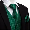 Erkek yelek yeşil takım elbise yelek erkekler paisley yelek ekose ipek kravat mendil manşetleri düğün yaz smokin mj-2004 barry.wang