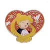 Broches Kawaii Glisten Magical Girl Écolière mignonne en forme de coeur Badge en émail dur Broche Sac à dos Épinglette Cadeau de fête
