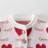 Pullover 024m nyfödda barn baby flickor vinterkläder hjärttryck tröja hjärtan elegant söt söt stickad topp härlig prinsessan varm outfit j221010