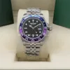 Luxo r7 relógio GMT II 126710 mostrador preto azul e roxo moldura de cerâmica safira 40mm data automática mestre masculino relógios masculinos relógios de pulso