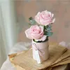 Present Wrap 4pcs Rose Gold Mini Flower Boxes Pappersplatta Rund Pot Home Decor Packaging Diy Storage Box Wedding Table Decoration