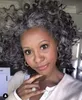 Wraps Grey Human Hair Ponytails Silver Pony Tail Extension Hairpiece Clip on Grey Afro Deep Curly Bun Updo Chignon Ponytail Salt och Pepper Frisyrer