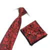 Bow Ties Fashion Tie Set 3pcs Necktie Handkerchief Cufflinks Pocket Square Polyester 9cm Wide