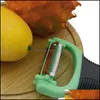 Outros Gadgets de cozinha para cozinha do bar de cozinha Três em um em aço inoxidável descascador de frutas raspador de peixes planador Dropista Deliver dhq6o