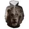 Heren hoodies mannen/vrouwen cap cap windbreaker jas sweatshirts modemerk herfst winter leeuw dierendrukkleding