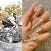 Nail Glitter Aluminium Leaf Art Sequin Gold Silver Flakes Oregelbundet folie Klistermärke Wire Decor Paillettes Bonzer Sparkle Accessory LY1909-04