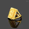 Anneaux de mariage de haute qualité 24K couleur or bague carrée hommes femmes mode bijoux Hip Hop taille 6 7 8 9 cadeau