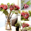 Kwiaty dekoracyjne 1PC King Protea sztuczny kwiat fałszywy roślina DIY Wedding Bouquet Party Decor Decor moda