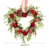 Decorative Flowers 16 Inch Artificial Rose Wreath For Front Door Valentines Mother's Day With Green Leaves LED Light Wall Decor Dropship