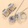 Halsband￶rh￤ngen Set 925 Mark Mystic Rainbow Stone Clip and Fashion Jewelry 2022 Hela f￶rs￤ljning Trendig kostym f￶r kvinnor br￶llop