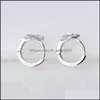 Stud 925 Sterling Sier New Woman Jewelry Fashion Earrings Retro Five Leaf Flower Grass Pop Drop Delivery 2022 DHU9B