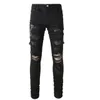 Blue Fall Animal Snake Broderi Patchwork Jeans Hombre Motorcykelbyxor Streetwear Ripped Jean Noir Homme Dragkedja Jeans För män