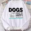 Women's Hoodies Dogs Make Me Happy Love Dog Letter Print Kawaii Sweatshirts Cartoon Hoody Harjuku Streetwear Graphic Tops 2022