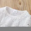 Ensembles de vêtements Born Baby Girls Summer Lace Romper Tops Denim Jeans Shorts Infant Outfit Girl Princess Clothes 3 6 9 12 Months