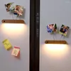 Night Lights USB Charging Wireless Magnetic Key Holder Hanging Lamp Wooden LED Sensor Light Cabinet Door Wall