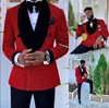 Nuevo brillo rojo lentejuelas esmoquin para hombre ropa de novio chaqueta de boda trajes formales de negocios pantalones de fiesta abrigo chaqueta 3 piezas 2948