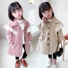 Manteau mode bébé fille Trench couleur unie dentelle volants coupe-vent longs enfants vêtements décontractés veste d'extérieur