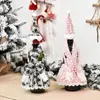 Décorations de noël 3 pièces/ensemble, sac de couverture de bouteille de vin, chapeaux tricotés du père noël pour l'année, décor de dîner à la maison #7