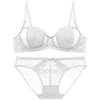 Bras Sets New summer thin style big breasts show small gathering sexy underwear suit lace female high school dents bra and panty T220907