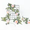 Decoratieve bloemen 2m echte touch roze kunstmatige touw groen bladeren Ivy Vine Silk Flower voor huisdecor bruiloft decoratie Wisteria