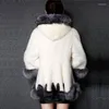 여자 모피 2022 따뜻한 가짜 코트 겨울 두꺼운 재킷 외부웨어 여성 외투 긴 파카 흰색 검은 색