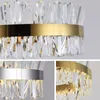 Lustres fkl lustre de cristal redondo moderno para sala de jantar design de retângulo de cozinha iluminação de luminárias cromadas chrome lustra