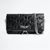 Beliebte Designer-Damentasche ZV-Flügel Diamant-Bügel-Mode-Messenger-Schaffell-Leder-Umhängehandtaschen Zwei-Ketten-Damen-Clutc213L