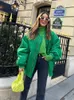 Parka da donna in piumino casual allentato verde bomber Varsity giacche da donna 2022 autunno inverno moda cerniera caldo baseball Parka cappotti streetwear T221011