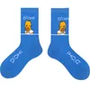 Chaussettes masculines nouvelles stes et chaussettes pour femmes couples coton coton caricature de mode heureuse couture de haute qualité chausse