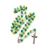 Collier chapelet carré catholique en acrylique, grosses perles, bijoux de prière religieuse pour femmes et hommes