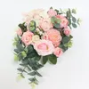 Dekoratif çiçekler lhj yapay gül çiçek sırası küçük köşe simülasyonu ipek sahte düğün diy dekor ev çelenk flores